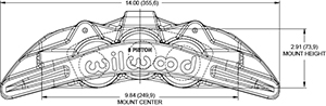 SX6R Radial Mount Caliper Drawing