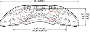 TX4R Forged Radial Mount Caliper Drawing