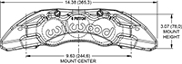 TX6R Forged Radial Mount Caliper Drawing